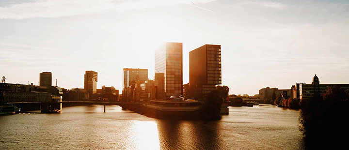 View of Düsseldorf skyline from the river